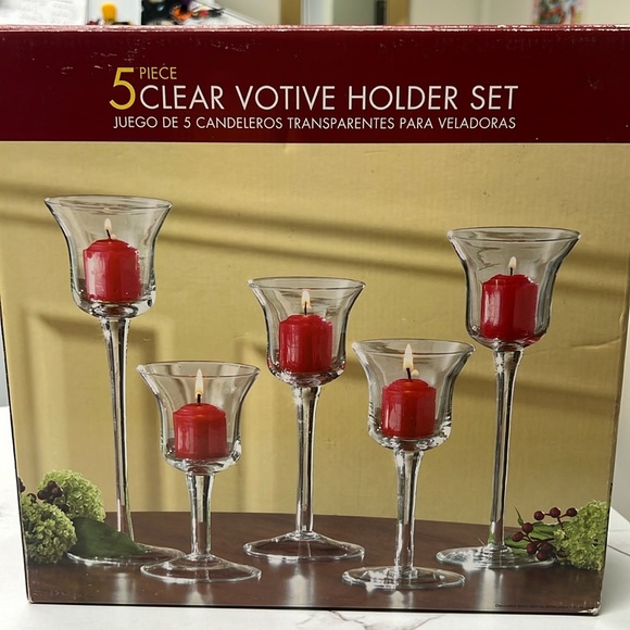 5 Piece Clear Votive Holder Set - Picture 1 of 2